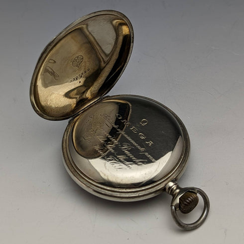 1910年頃 アンティーク オメガ 懐中時計 シルバープレートケース 動作良好